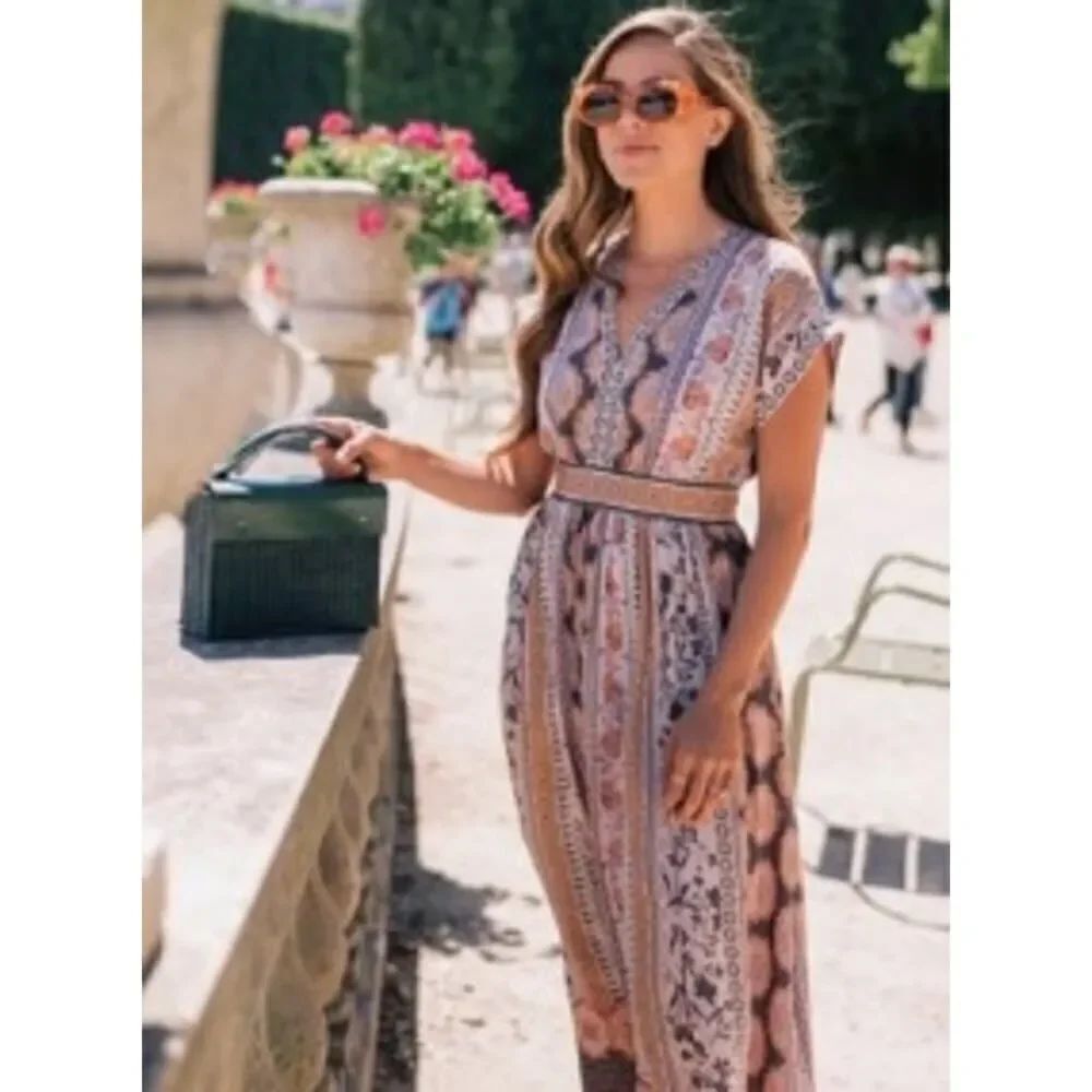 Gal Meets Glam Liza Print Midi Dress Sz. 0